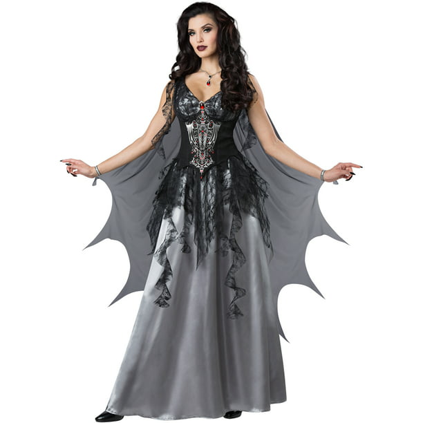 Fangs Blood Ladies Classic Vampire Fancy Dress Vampiress Halloween Costume
